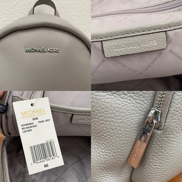 MICHAEL Michael Kors “Erin” Pearl Gray Pebbled Leather Medium Backpack - Picture 16 of 16